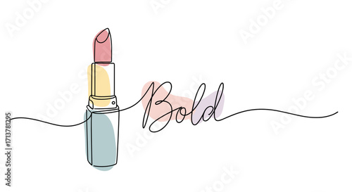 Bold lipstick illustration with "bold" lettering in minimal style and copy space