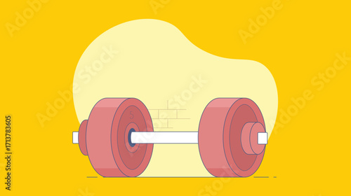 Minimal illustration of gym dumbbells placed on a solid background, representing fitness, strength training, and exercise equipment