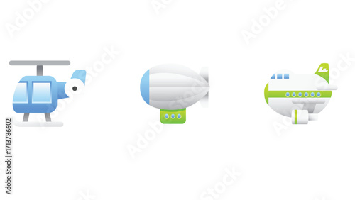 Illustration of flight transportation elements, including an airplane, clouds, and the sky, representing air travel and aviation