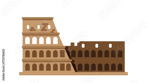 illustration of the Roman Colosseum, an iconic landmark in Rome, showcasing its ancient architecture