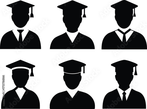 A vector illustration group of people in graduation caps