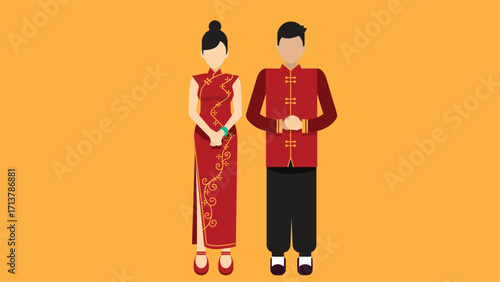 A vibrant illustration of traditional Chinese costumes, featuring intricate designs and rich fabrics, showcasing the elegance and cultural heritage