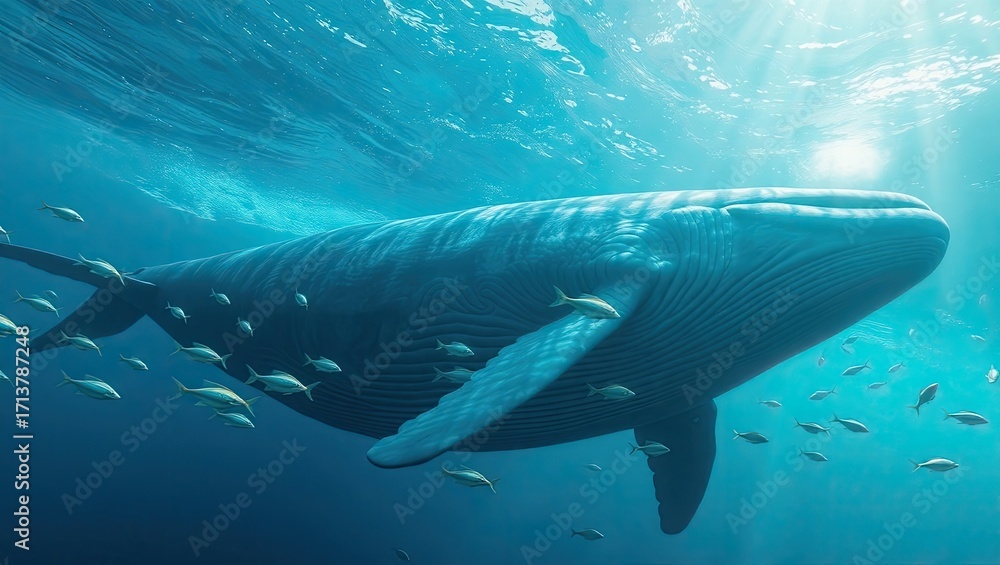 Obraz premium Majestic Whale Glides Through Ocean
