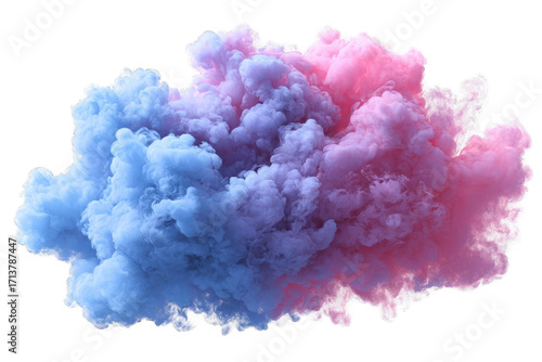 Vibrant pink and blue smoke cloud