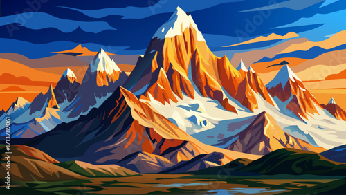 Aconcagua mountain in Argentina, the tallest peak in South America, rugged snow-covered summit rising above Andes mountain range
