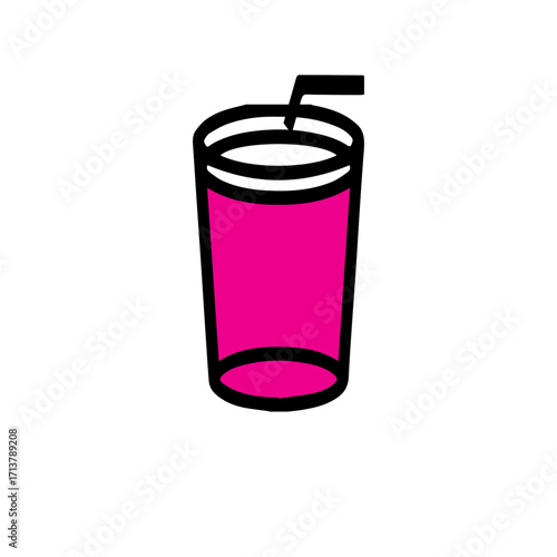 Pink drink with straw