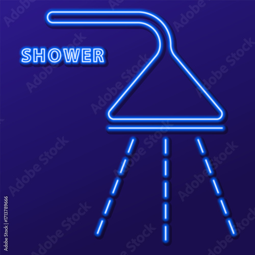 shower neon sign, modern glowing banner design, colorful modern design trends. Vector illustration.