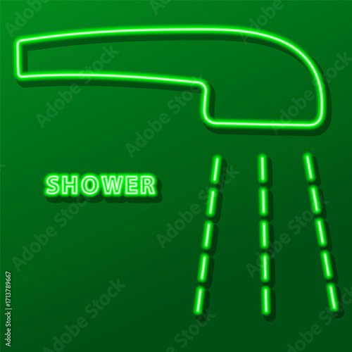 shower neon sign, modern glowing banner design, colorful modern design trends. Vector illustration.