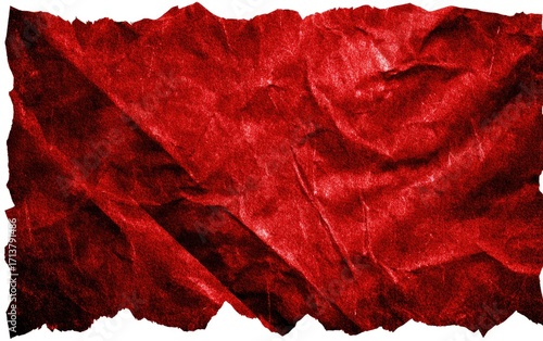 Crinkled, red paper fragment