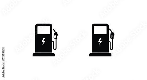 Electric vehicle charging stations depicted as black icons on a white background