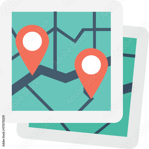 Route Planning Icon - Map Navigation Visualization