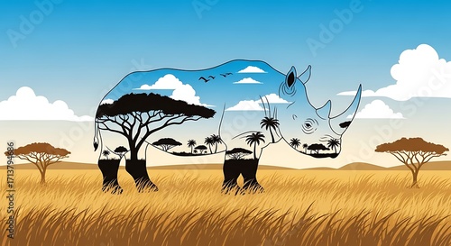 Rhino Silhouette Safari.