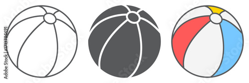 Beach ball icon, summer and beach, rubber ball sign vector graphics, a linear icon on a white background, eps 10.