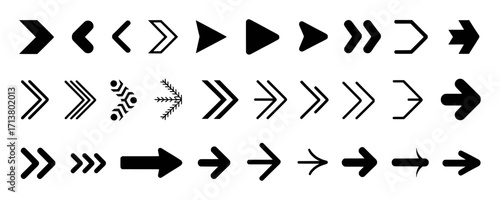 Diverse Collection of Black Arrows on a White Background