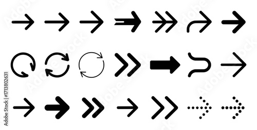 Diverse Collection of Arrow Icons and Symbols on White Background