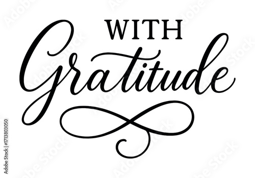 Elegant script typography with inspirational gratitude message