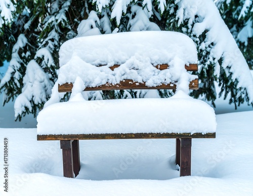 Wallpaper Mural Snowy bench in winter forest Torontodigital.ca