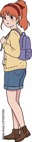 Anime Girl with Backpack