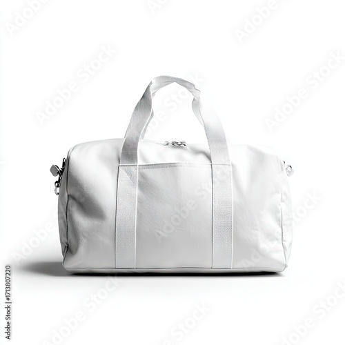 White duffel bag on white background (1)
