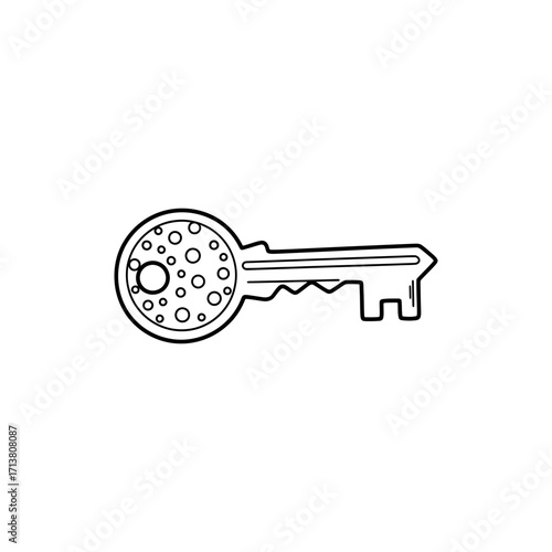 Doodle key icon with hole dot pattern