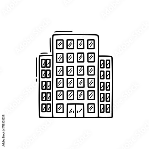 Doodle office building with window grid