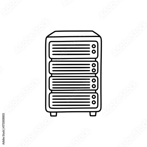 Doodle server rack with horizontal line slots