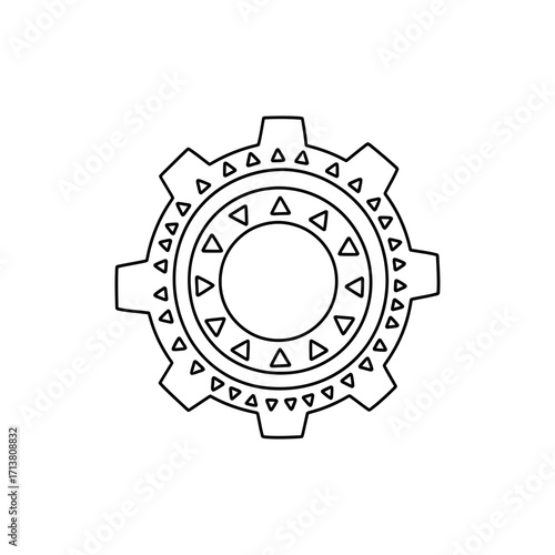 Doodle settings gear with triangle tooth icons