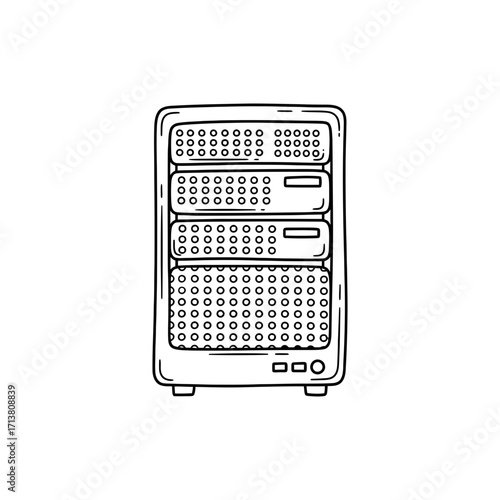Doodle server rack with small dot lights