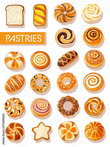 Bakery Pastry Icons for Menu and Packaging Design