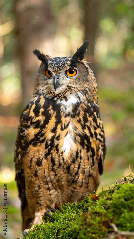 Fototapeta premium Eagle-owl in forest setting