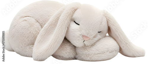 Wallpaper Mural Soft, plush rabbit toy peacefully sleeping on a cozy surface, surrounded by a serene atmosphere Torontodigital.ca