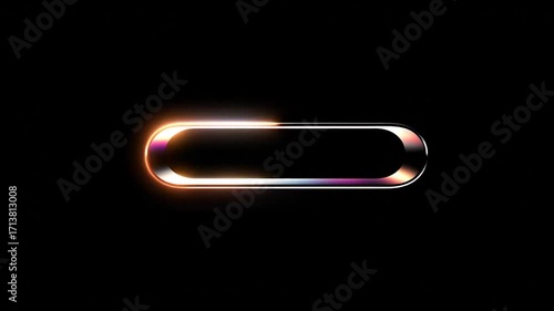 Illuminated oblong form with rounded corners and gradient metallic edge on black background