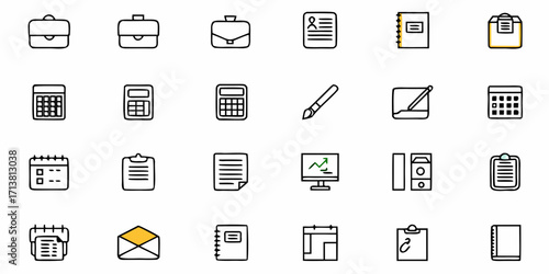 Essential business icons for planning, finance, and communication, perfect for modern projects.
