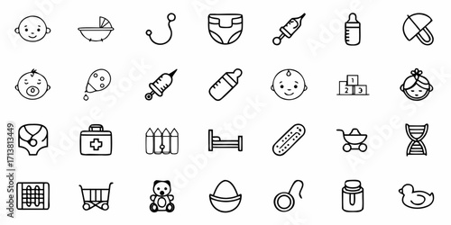Charming collection of baby care essentials and infant items, perfect for parenting resources and child product design