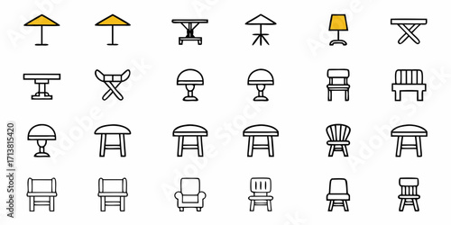 Modern furniture icons for stylish interiors and graphic design projects