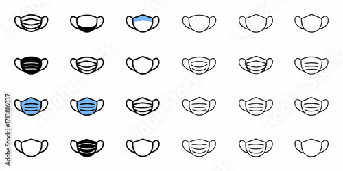 Essential protective face mask icons for health awareness and safety campaigns