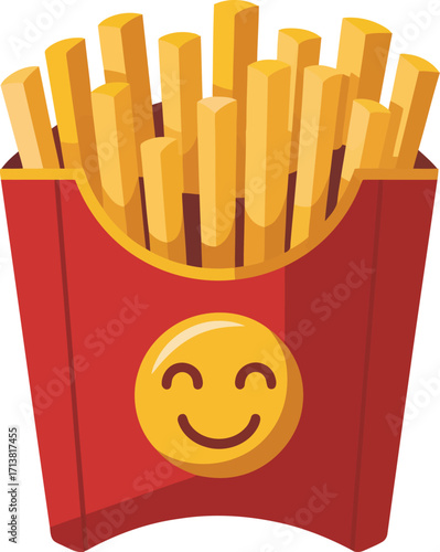 Happy french fries emoji fast food meal joyful snack vector
