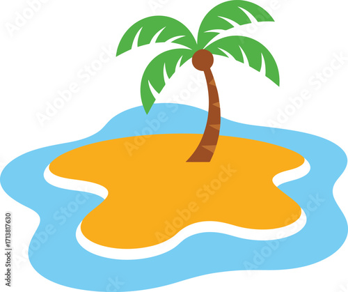 Tropical island palm tree ocean paradise vacation getaway illustration vector