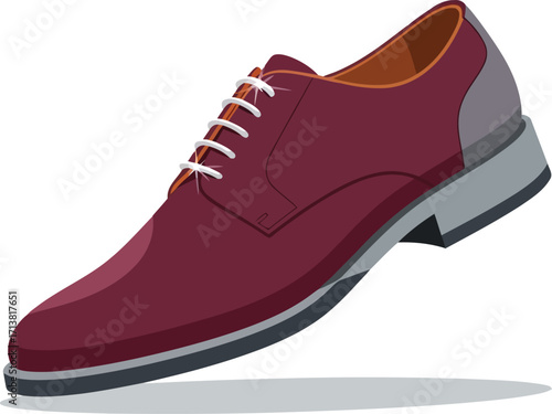 Burgundy oxford dress shoe white laces modern men footwear vector