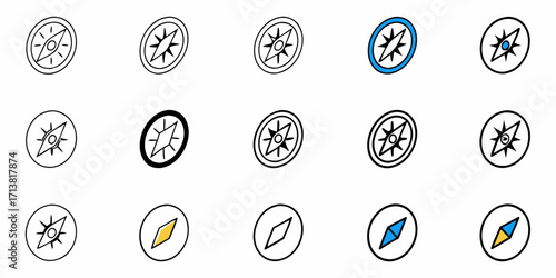 Discover your path with these versatile compass icons, perfect for navigation, adventure, and exploration projects.