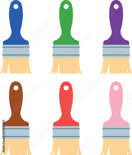 Vibrant paint brushes set for creative projects and diy home improvement vector