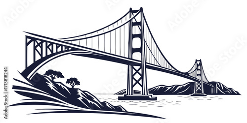Iconic Golden Gate Bridge spanning the ocean with dramatic coastal hills and trees creating a powerful travel and landmark scene.