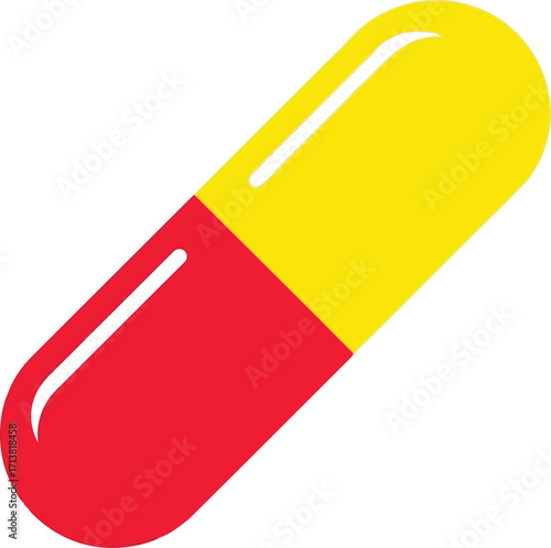 Red and yellow capsule pill medical healthcare pharmacy drug vector