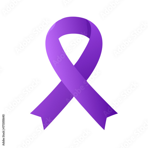 Purple awareness ribbon symbolizing pancreatic cancer, Alzheimer’s disease, epilepsy, lupus, fibromyalgia, Crohn’s disease, cystic fibrosis, leukemia, lymphoma, and support for patients and survivors