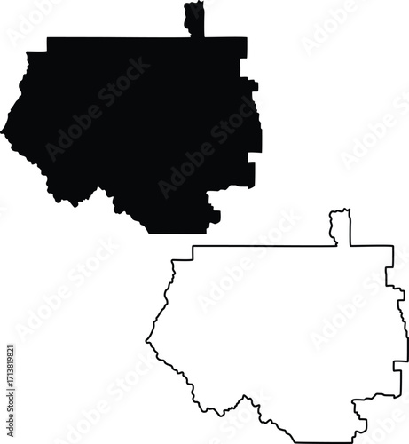 Map of Clearwater County Alberta Canada Silhouette Flat and Outline Design