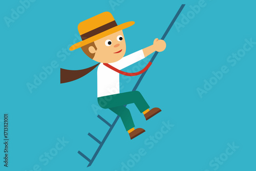 businessman climbing ladder