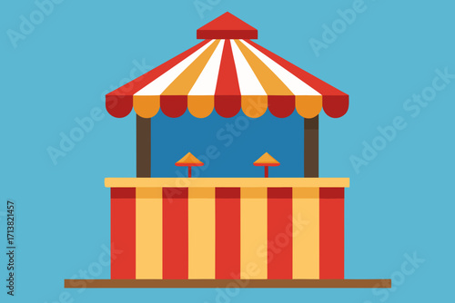 Cartoon carnival ticket booth vector illustration