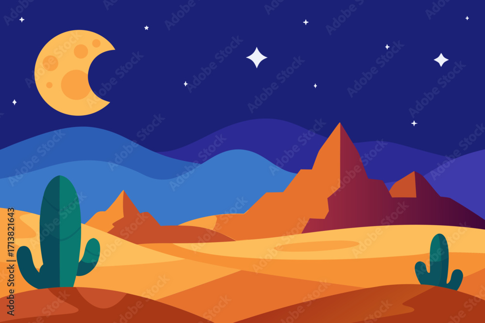 Fototapeta premium desert landscape with moon