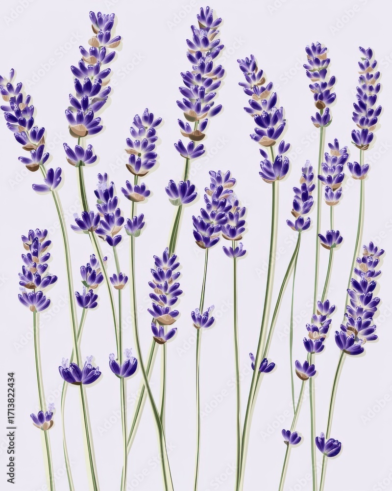 Naklejka premium Beautiful lavender flowers in varying heights, creating a serene and calming atmosphere.