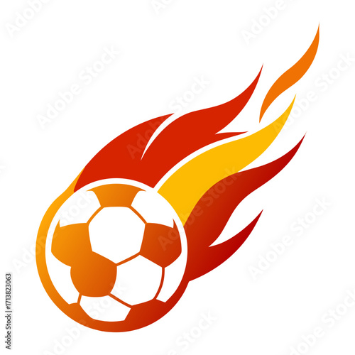 Soccer Ball with Flaming Trail Vector Icon on White Background